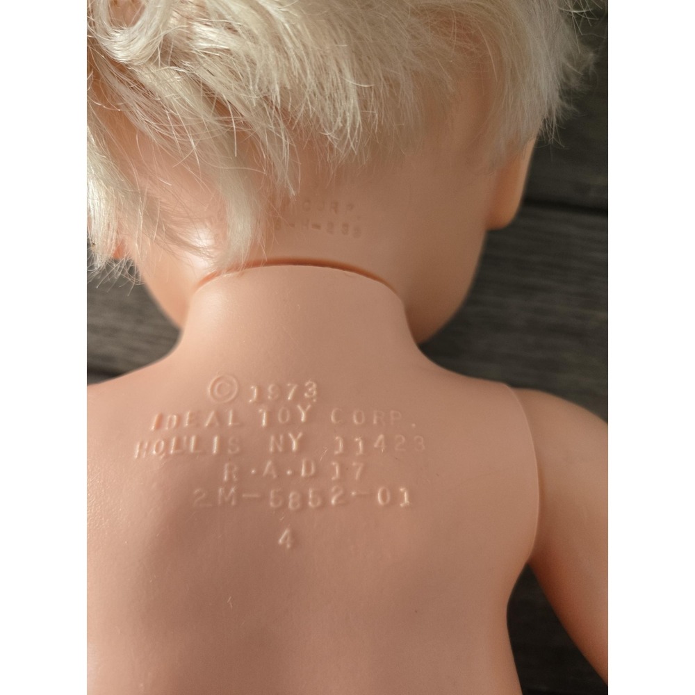 Vintage 1973 Ideal Rub A Dub Dolly 16" Baby doll Rooted Blonde Hair Blue Eyes - Picture 11 of 16